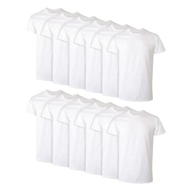 Imagem de Hanes Camisetas masculinas de algodão, que absorvem umidade, várias embalagens disponíveis, Branco - pacote com 12, GG