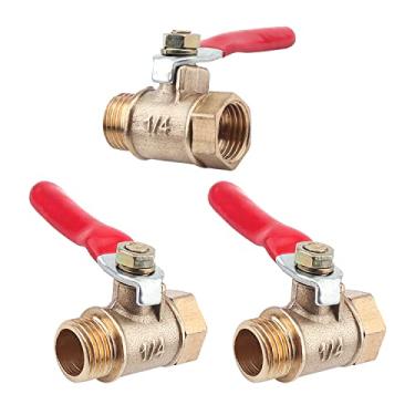 Imagem de Bettomshin 3 peças de válvula de latão de compressor de ar, 12,5 mm macho para fêmea rosca interruptor de desligamento operador para mangueira de aquecedor e máquina de gelo, válvula pulverizadora de quintal