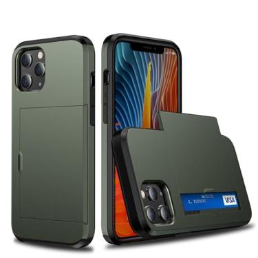 Imagem de Capas de telefone armadura para iPhone 12 11 Pro Max XS XR X 8 7 6 6S Plus 5 5S SE 2 2020 4 Case Slide Card Slots Capa de suporte, verde exército, para iPhone X