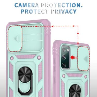 Imagem de Para samsung s23 fe capa de telefone móvel para samsung galaxy s23 fe 5g s 23 ultra plus kickstand anel capa, rosa e verde, para galaxy s23 fe