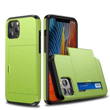 Imagem de Capas de telefone armadura para iPhone 12 11 Pro Max XS XR X 8 7 6 6S Plus 5 5S SE 2 2020 4 Case Slide Card Slots Capa de suporte, verde, para iPhone 5 5S SE