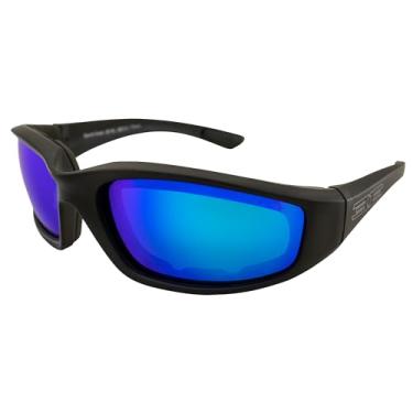 Imagem de Óculos de proteção acolchoado com espuma Epoch Z87+ óculos de segurança, armação preta, lente espelhada azul