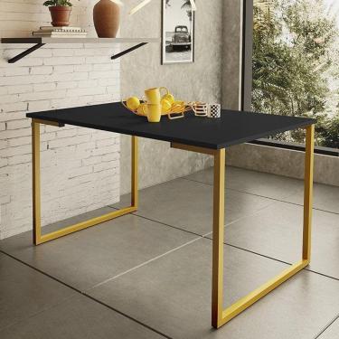 Imagem de Mesa De Jantar Steel Estilo Industrial Pés De Aço 120x80cm Dourado/preto Dourado/preto