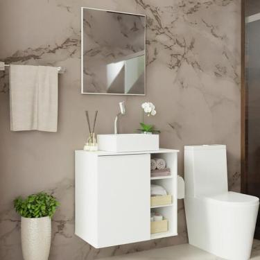 Imagem de Armário Gabinete Com Espelho Para Banheiro 60cm Branco Madesa