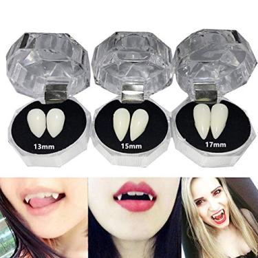 Imagem de Secaden 3 pares de dentes de vampiro, dentaduras, adereços para cosplay, fantasia de Halloween, lembrancinhas de festa
