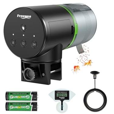 Imagem de FREESEA Alimentador automático de peixes: alimentador de alimentos de flocos de aquário com bateria temporizador