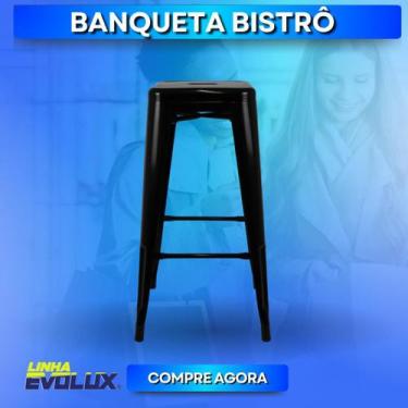 Imagem de Banqueta Bistrô Ferro Loft Banco 76 Cm Inova Moderno Luxo Cor Preto Co