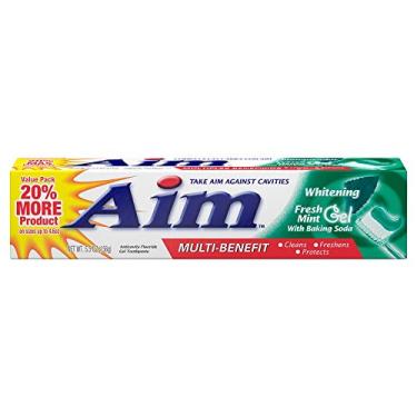 Imagem de Aim Creme dental com fluoreto anticavidade clareador Gel menta fresca - 156 g, pacote com 4