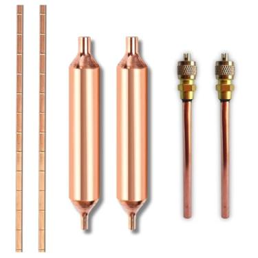 Imagem de Secador de filtro de geladeira 6 peças, secador de filtro para refrigeração/válvula de acesso de cobre 1/4/haste de solda de cobre fósforo geladeira kit de ferramentas de reparo de ar condicionado