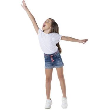 Imagem de Short Jeans Stretch Estonado Infantil Menina Tam 4 a 12 - Mania Kids-Feminino
