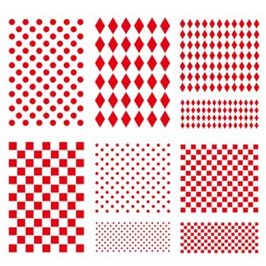 Imagem de 6 peças de estênceis de arlequim de bolinhas para desenho, estênceis de pintura para pintura em azulejo de parede de madeira faça você mesmo, arte de decoração de casa, 20 x 29 cm