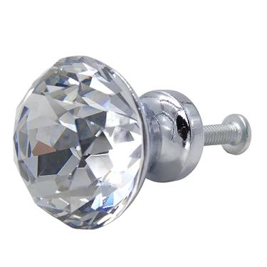 Imagem de Tecrio Puxador Maçaneta de armário de vidro cristal transparente de 30 mm em forma de diamante ótimo para armários de cozinha e banheiro, venezianas, cômodos, pacote com 12 peças