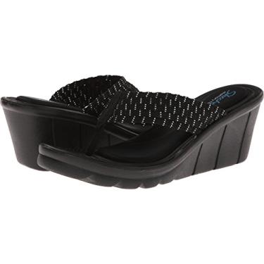 Imagem de Skechers Cali Women's Promenade-Interlace Flip Flop,Black/Silver,10 M US