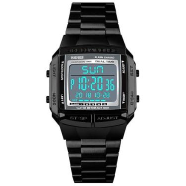 Imagem de MASTOP Relógio digital masculino com alarme esportivo, cronômetro, para negócios, quadrado, impermeável, masculino, Preto, Cronógrafo, digital, movimento de quartzo