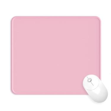 Imagem de eulps Mouse pad com borda costurada, mouse pad de computador com vários padrões com base de borracha antiderrapante, mousepad de tecido de lycra lavável, para jogos, laptop, PC (rosa)