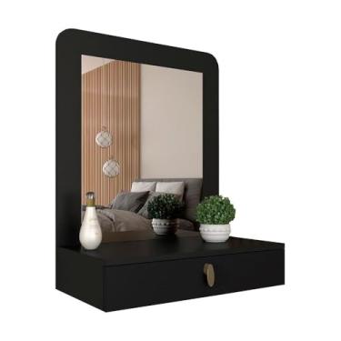 Imagem de Penteadeira Suspensa Com Espelho Maria Preto Fosco - Móveis Arapongas Preto Fosco