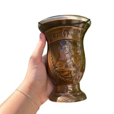 Imagem de Cuia de Chimarrão Porongo Cavalo Bocal Inox Colorida com Tapa Erva (Marrom)