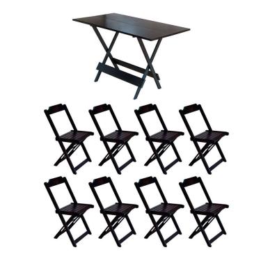 Imagem de Conjunto Mesa de Madeira Dobravel 120x70 Tabaco 8 Cadeiras