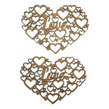 Imagem de Aplique Laser Mdf - Colméia Coração Love - 2 Un - 10 Cm