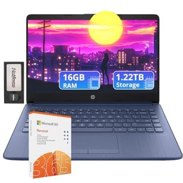 Imagem de HP Laptop HD carro-chefe de 14 polegadas com Office 365 de 1 ano | 16 GB de RAM | 1,22 TB de armazenamento (64 GB EMMC e 160 GB Docking Station e 1 TB de armazenamento na nuvem) | Processador Intel