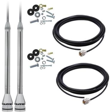 Imagem de 2 Antena PX Marinox 2,70 Metros Radio Amador Alongador Inox 60CM + 2 C