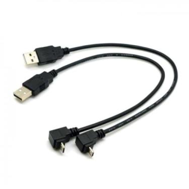 Imagem de Cablecc 2 peças USB 2.0 macho para micro USB cabo angular para cima e para baixo 90 graus 30 cm para tablet celular