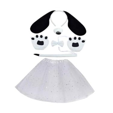 Imagem de kowaku Vestido de cosplay com orelhas de cachorro e cauda longa com laço e nariz para dança de festa, com Saia