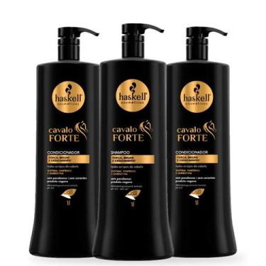 Imagem de Kit Haskell Cavalo Forte 1 Shampoo 2 Condicionadores 1 Litro