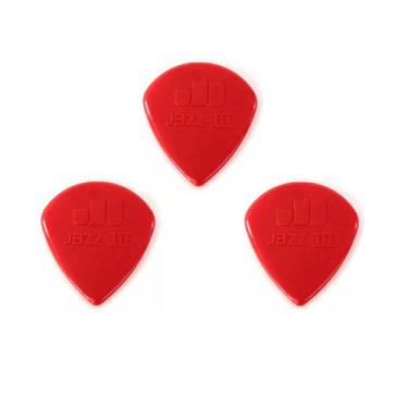 Imagem de Palhetas Nylon Jazz III Vermelha 47R3N Dunlop, Kit com 3 Palhetas