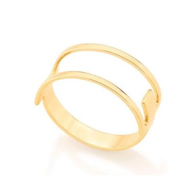 Imagem de Anel banhado ouro 3x 24k 18k e 22k feminino rommanel largo vazado 5122