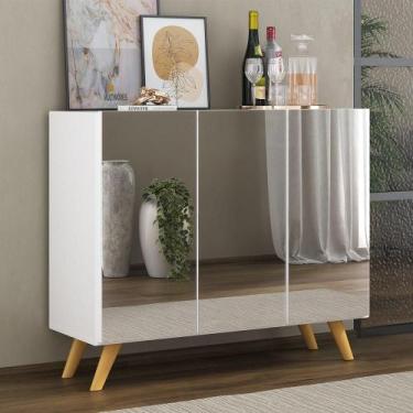 Imagem de Aparador Buffet 3 Portas com Espelho Retrô Vegas Multimóveis MP1013 Br