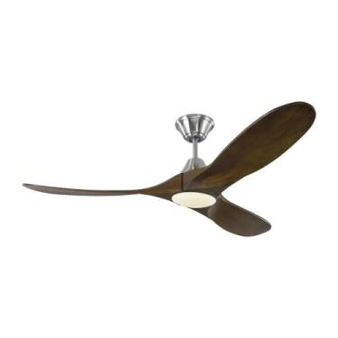 Imagem de Monte Carlo Ventilador de teto 3MAVR52BSD Maverick II Energy Star 132 cm com luz LED e controle remoto manual, 3 lâminas de madeira Balsa, aço escovado