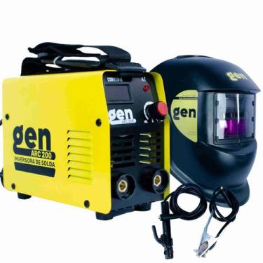 Imagem de Kit Soldador Máquina Inversora De Solda Gen 200a Máscara Eletrodo