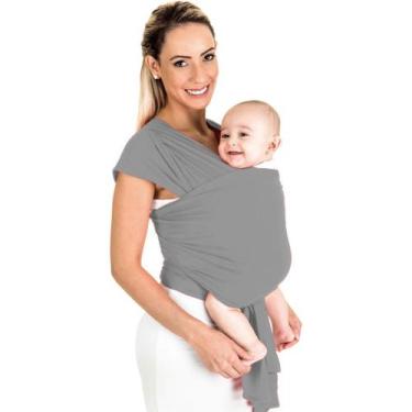 Imagem de Baby Sling Mamãe Canguru Malha 100% Algodão - Rafaloro Enxovais, Cinza