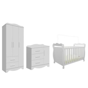 Imagem de Quarto Completo Bebê Provençal Clara Ls Moveis Peroba MDF, Branco