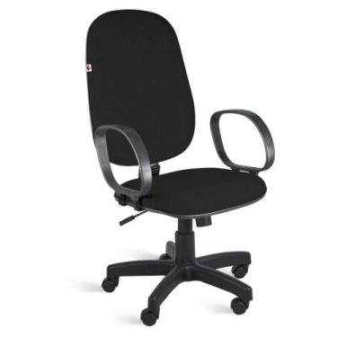 Imagem de Cadeira Presidente Relax Braços Tecido Preto Ágata - Shop Cadeiras