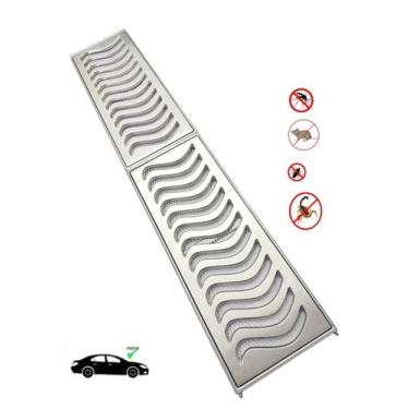 Imagem de Ralo Grelha Linear 20x100cm Com Tela e Aro De Fixação Em Alumínio Esco