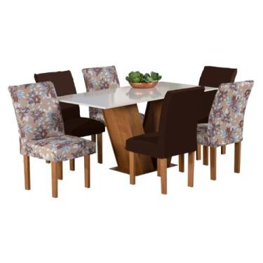 Imagem de Kit 6 Capas de Cadeira de Jantar mista esmtampada Luxo Decoração Elega