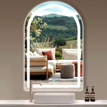 Imagem de Espelho jateado arco grande iluminado com led frio touch 160x80cm - Wo