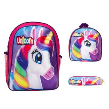 Imagem de Kit Mochila Infantil De Costas Unicórnio + Lancheira Toys 2U