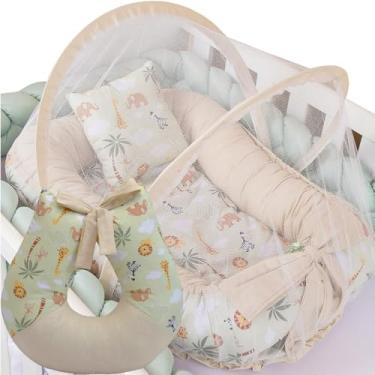 Imagem de Ninho Redutor de Berço Com Mosquiteiro e Apoio Amamentar Safari Verde