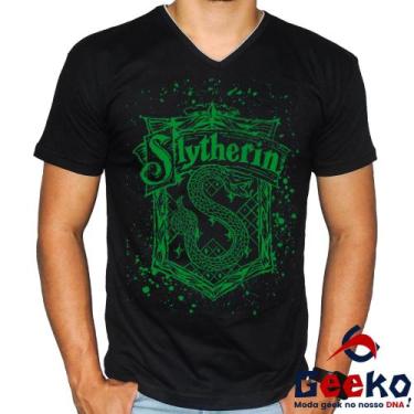 Imagem de Camiseta Sonserina 100% Algodão Harry Potter Slytherin Geeko, Preto go