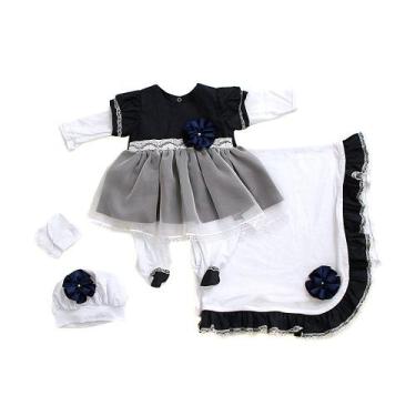 Imagem de Kit Enxoval De Boneca Saída Maternidade de Luxo Louize Azul Marinho Pa