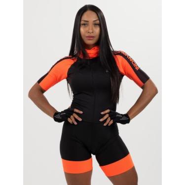 Imagem de Macaquinho De Ciclismo Feminino - Forro GEL - Impulse Laranja Black Sa