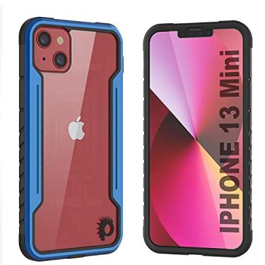 Imagem de Punkcase Projetada para iPhone 13 Mini [Avenger Defense Series] Capa protetora de grau militar com moldura de alumínio [parte traseira transparente] Melhor proteção contra quedas para iPhone 13 Mini (5,4 polegadas) (2021) (azul marinho)