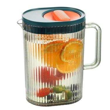 Imagem de RAMFIYN Jarra com tampa de 2200 ml/1,899.4 g Jarra de bebida fria para água, suco de limonada, jarra de café para bebidas, jarra de plástico verde com tampa, jarra de água filtrada, jarra de suco com