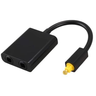 Imagem de PurYupearl Divisor de áudio óptico digital preto SPDIF 2 vias para adaptador divisor Toslink 1 entrada 2 saídas SPDIF cabo óptico divisor hub equipamento satélite