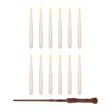 Imagem de Ioensy Velas flutuantes com controle remoto de varinha Velas sem Cônicas Lembrancinhas de aniversário Decoração suspensa Castiçais de LED para sala de, 12 Velas