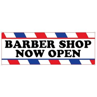 Imagem de 4 Less Co 18x48 polegadas BARBER SHOP NOW OPEN Placa de vinil wb