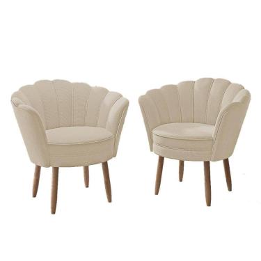 Imagem de Kit Poltronas Cadeiras Flor Confortáveis Balaqui Decor Bege